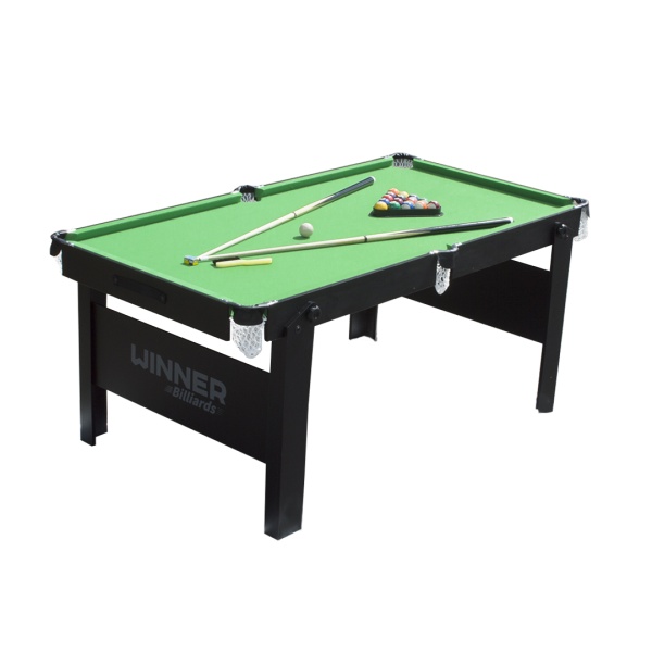 Складной бильярдный стол для пула "Hobby II" (6 футов, черный, в комплекте с аксессуарами)