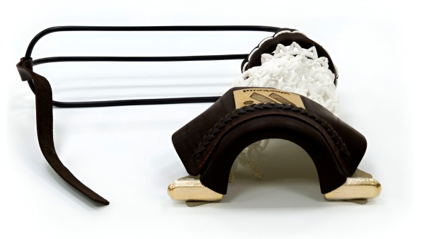 Комплект луз с выкатом RU-06-П, скоба - латунь (лен, коричневая кожа, комбинированная) плетенка с логотипом