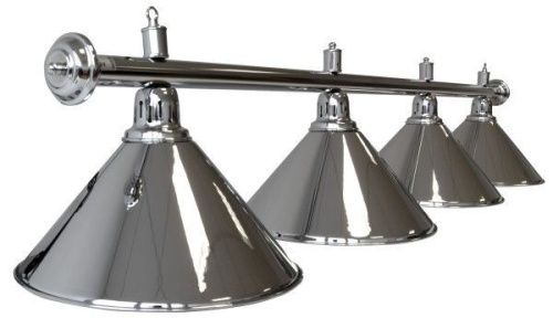 Лампа на четыре плафона «Elegance» (серебристая штанга, серебристый плафон D35см)